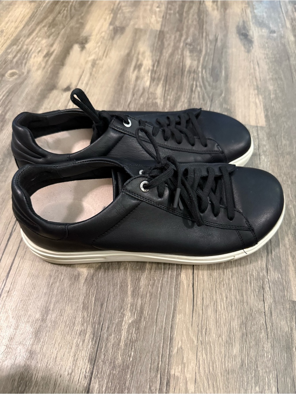 Birkenstock Bend Low Black Leather Sneakers Men’s Size EU 43 US 10 Regular EUC - Picture 3 of 8